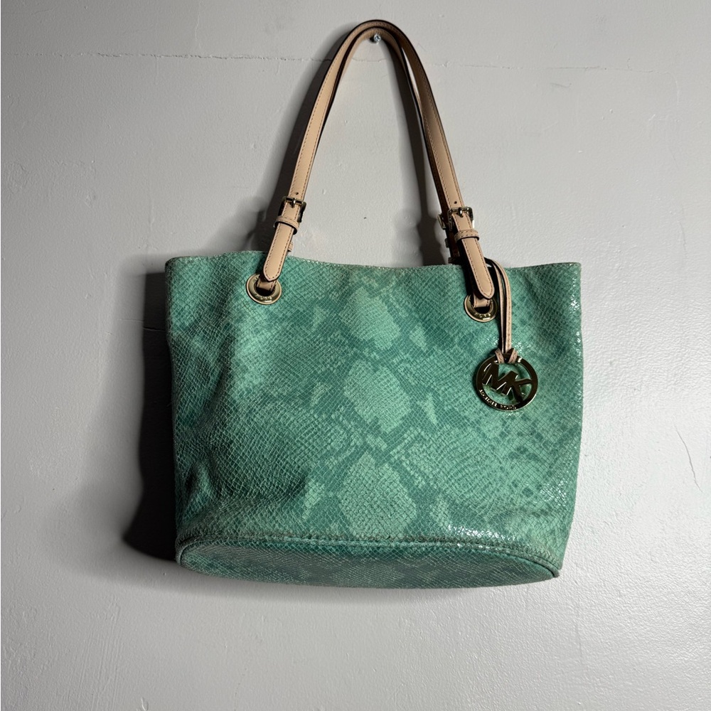 Michael Kors Teal Snakeskin Shoulder Bag